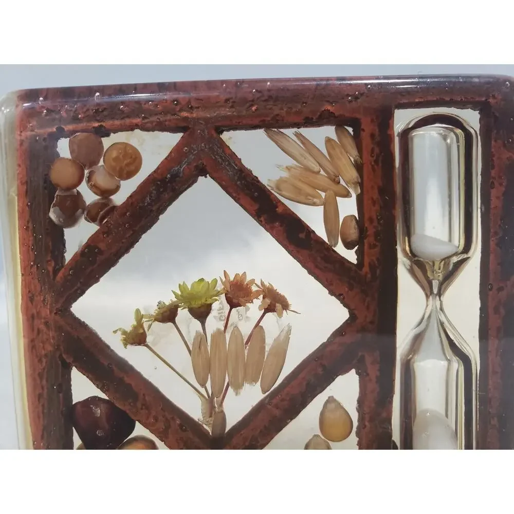 Vintage Dried Flower Sand Hourglass Egg Timer Retro Mod Kitchen mcm decor kitsch